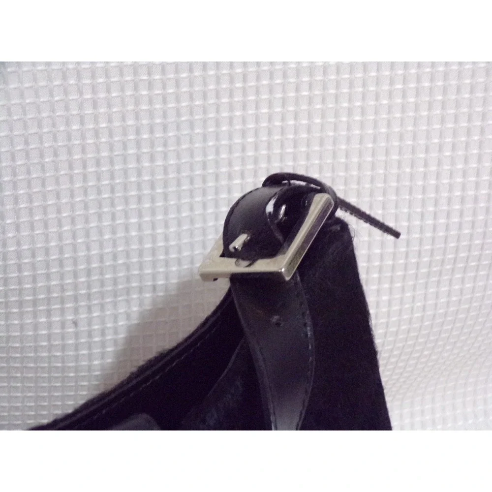 Saks 5th Avenue Velvet with Faux Leather Handbag‎ Silver Accents Zipper Closure